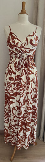 Robe Aline longue terracotta - vue face - Coka Collection