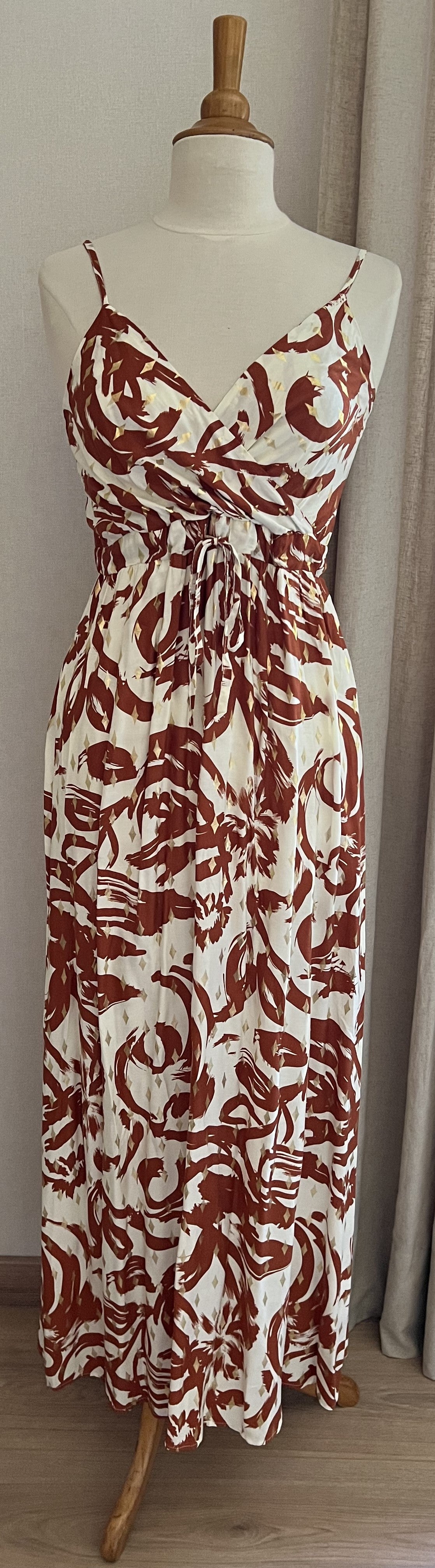 Robe Aline longue terracotta - vue face - Coka Collection