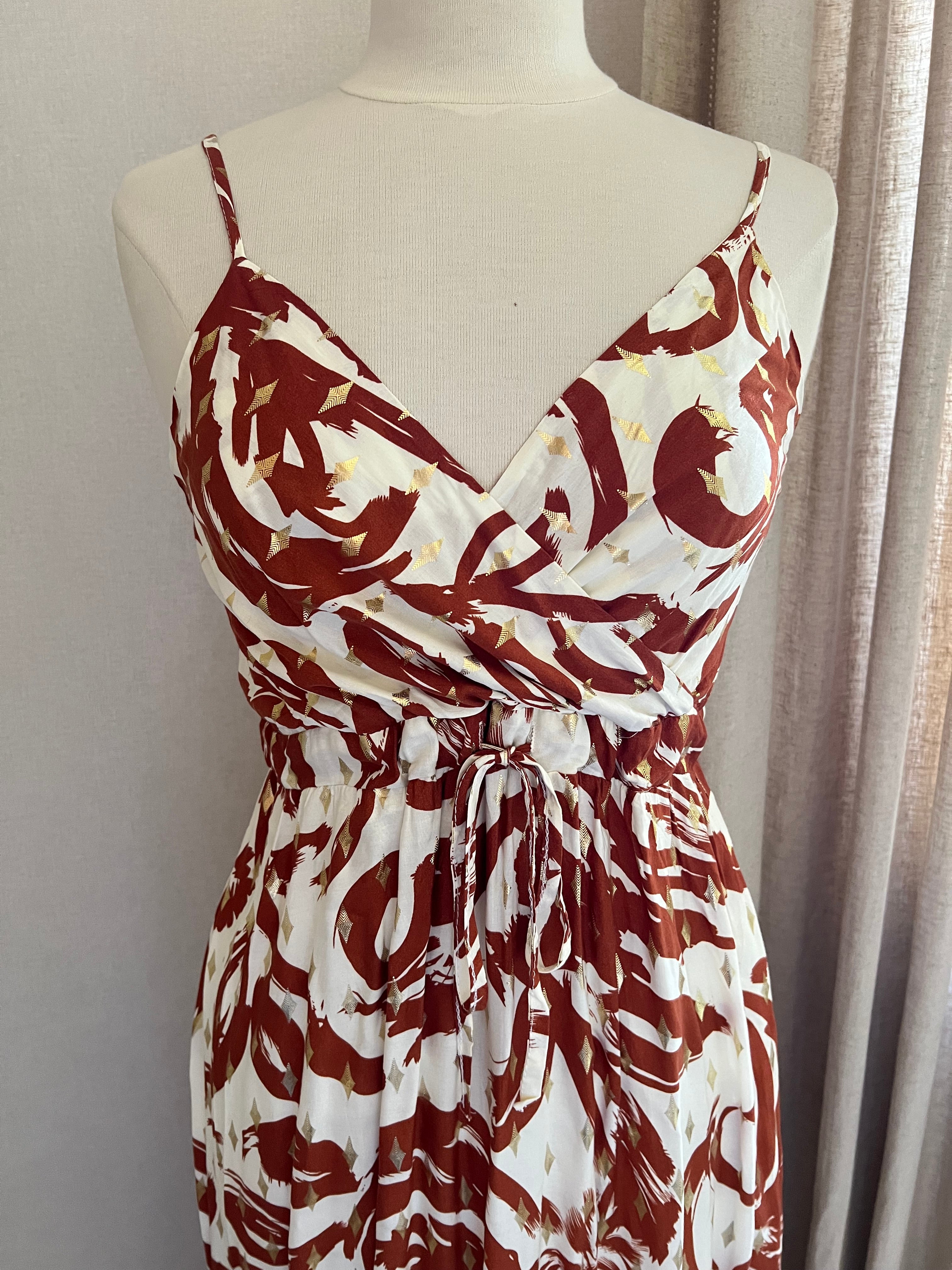 Robe Aline longue terracotta - vue face - Coka Collection