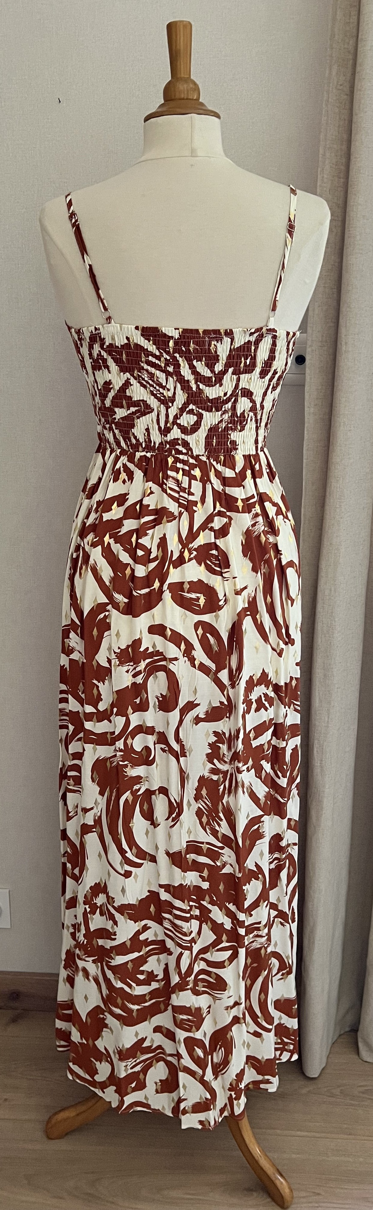 Robe Aline longue terracotta - vue de dos - Coka Collection