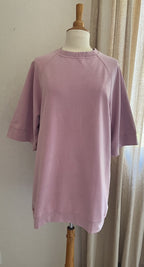 Robe sweat rose Lisa manches courtes vue de face - Coka Collection
