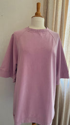 Robe sweat rose Lisa oversize col rond - Coka Collection