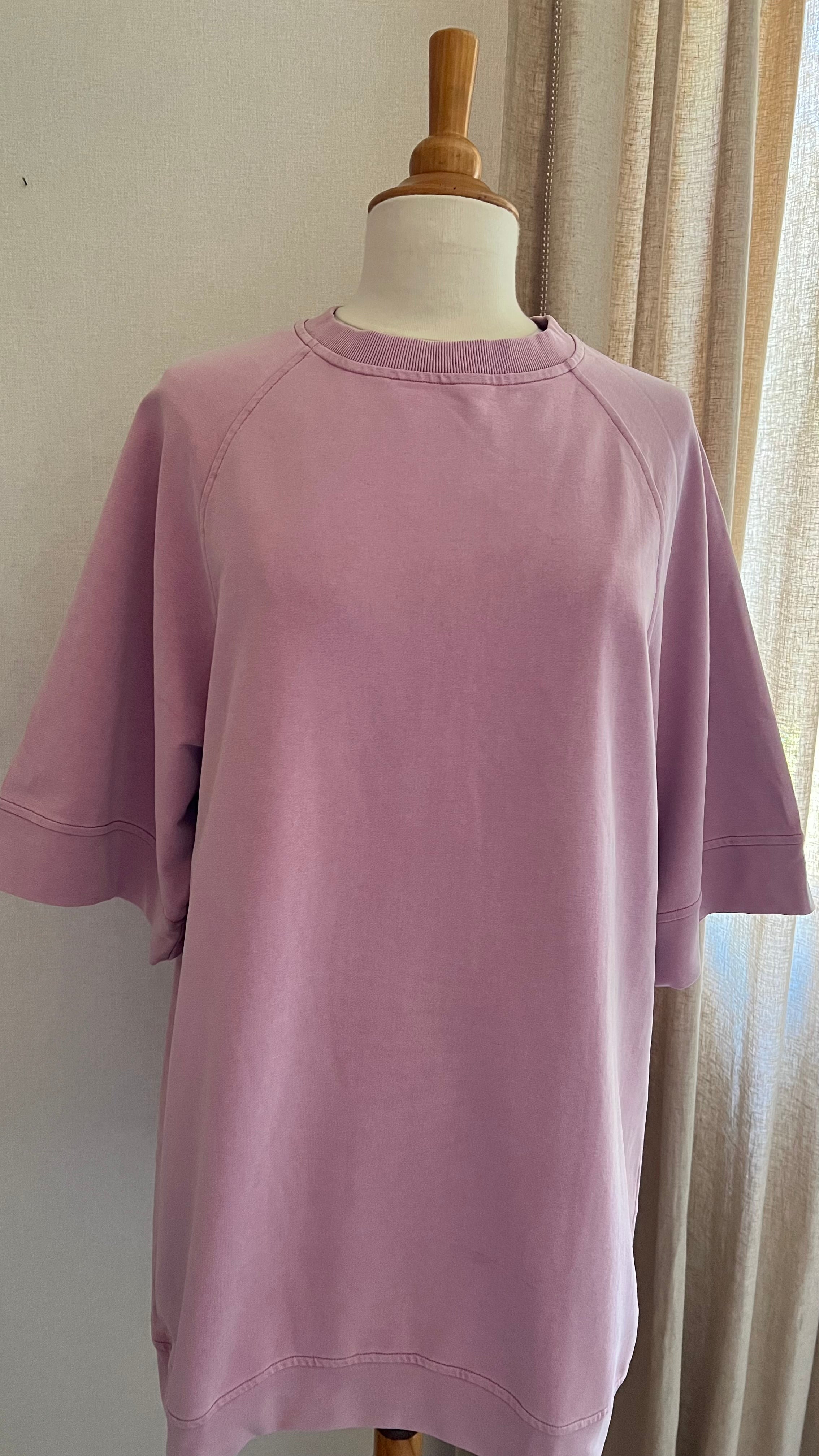Robe sweat rose Lisa oversize col rond - Coka Collection