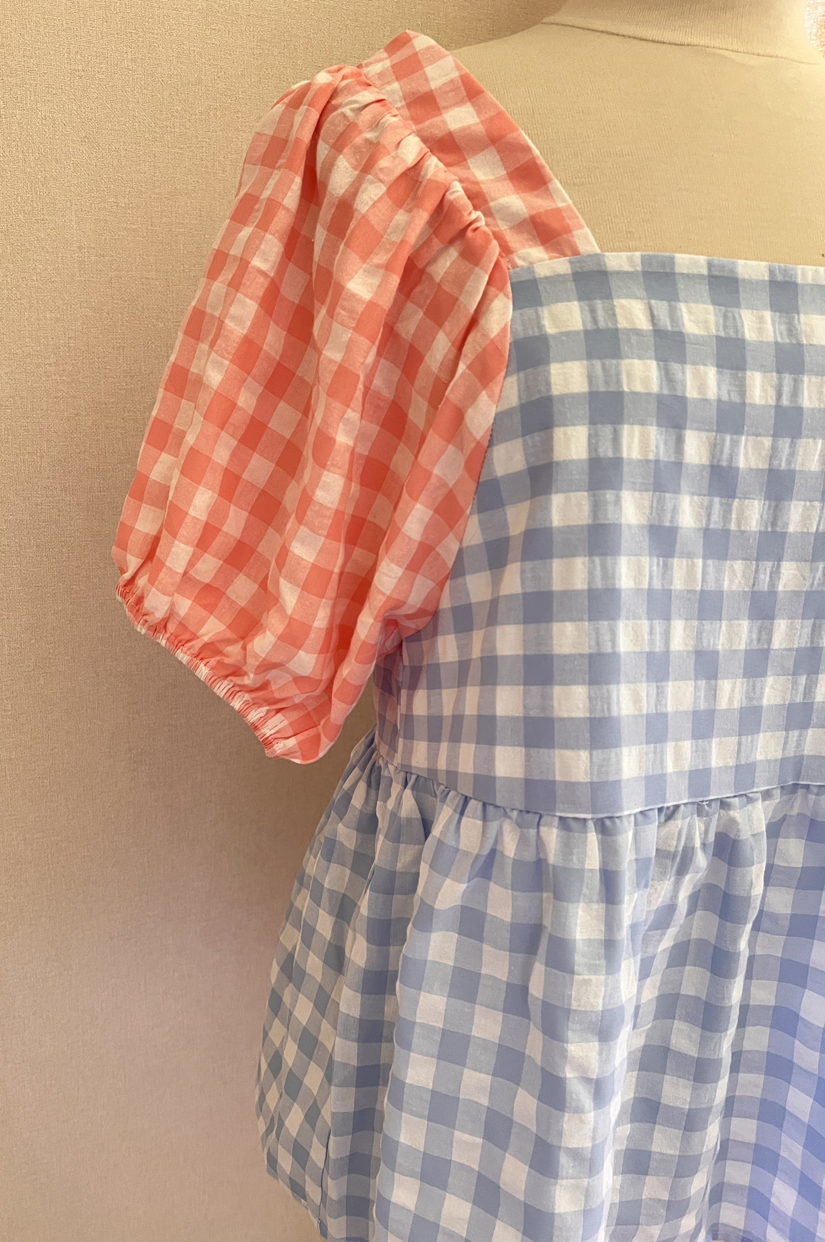 Blouse Constance vichy rose et bleu ciel – Musy Muse