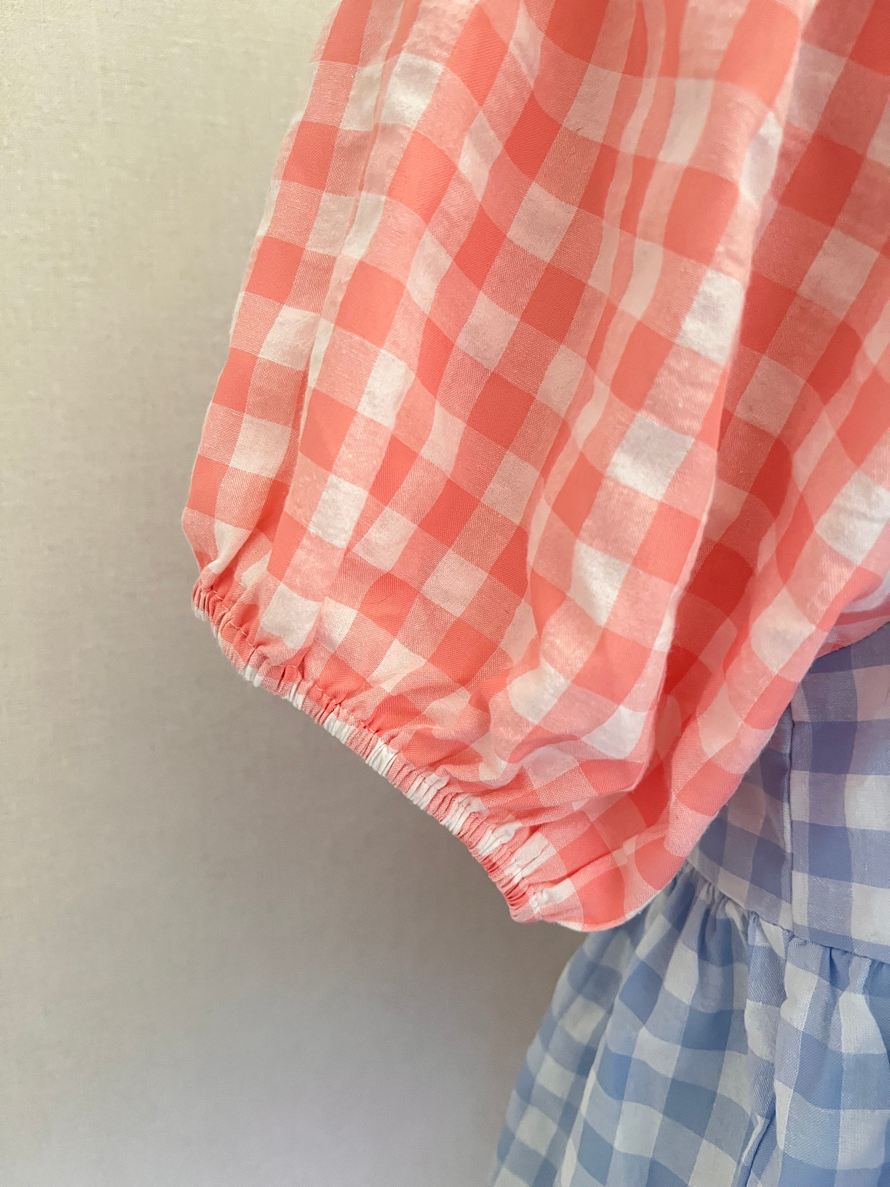 Blouse Constance vichy rose et bleu ciel – Musy Muse