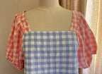 Blouse Constance vichy rose et bleu ciel – Musy Muse