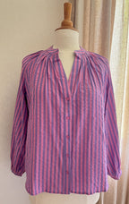 Blouse Ambre rayée rose et violet Lili & Lala – vue de face | Coka Collection