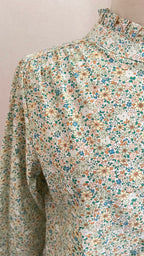 Blouse fleurie Season Céline - détail imprimé tissu vert d'eau