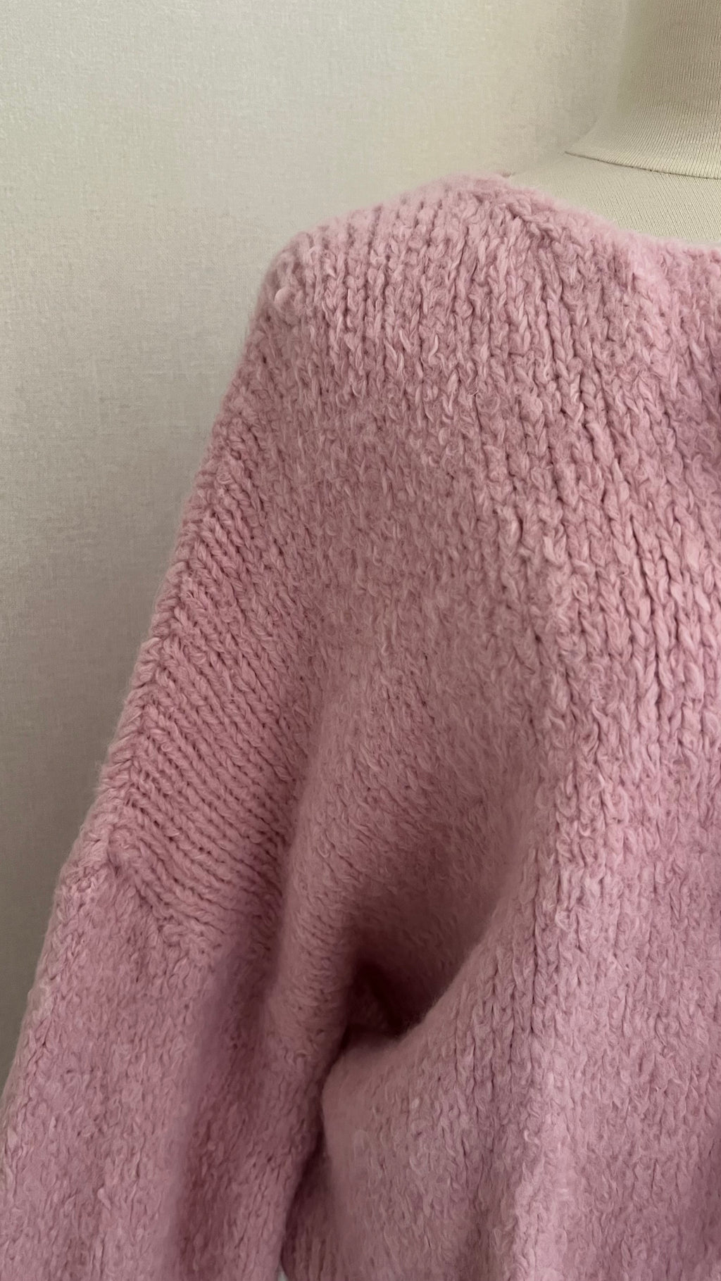 Gilet maille épaisse rose clair Made in Italy - style bohème chic