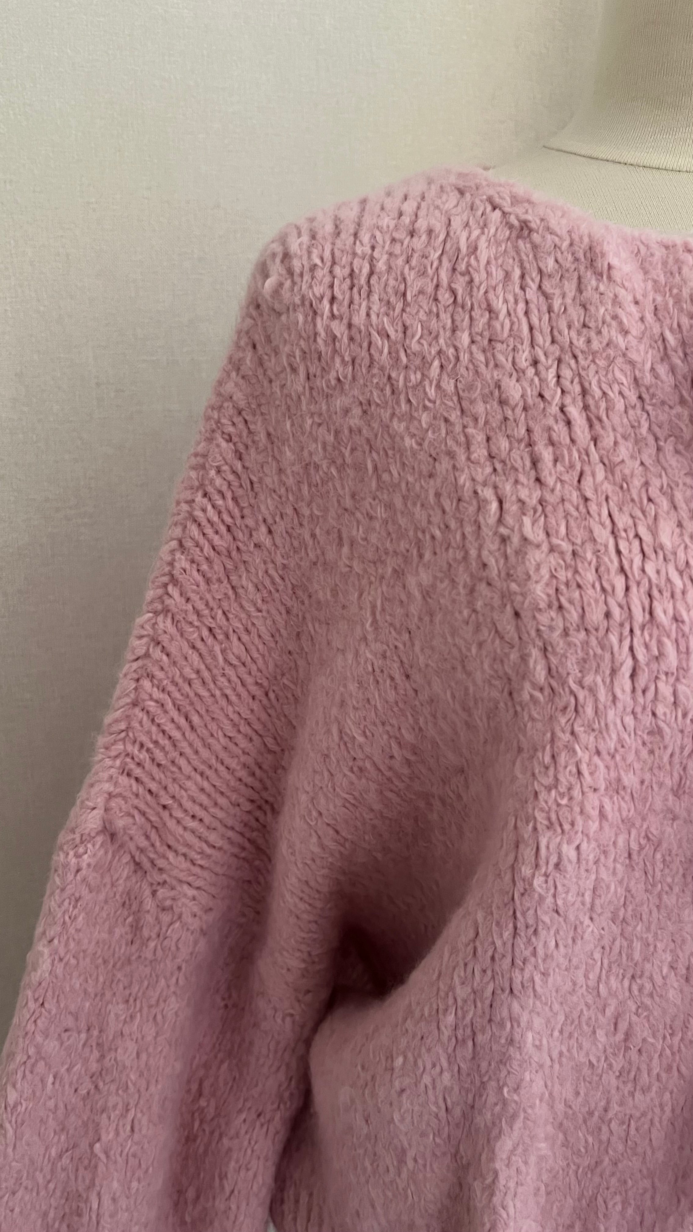 Gilet maille épaisse rose clair Made in Italy - style bohème chic