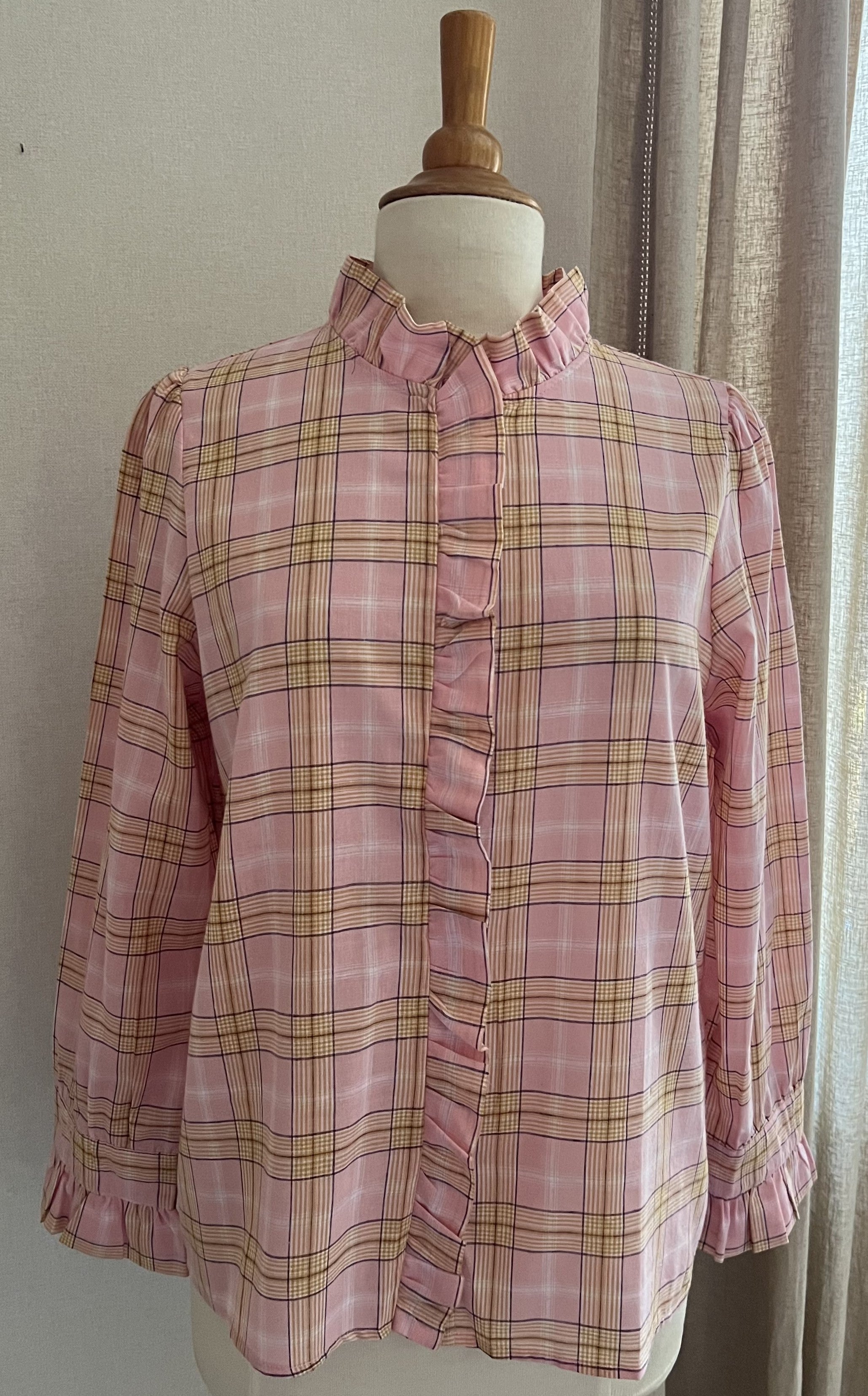 Blouse Louise carreaux rose Season - vue de face