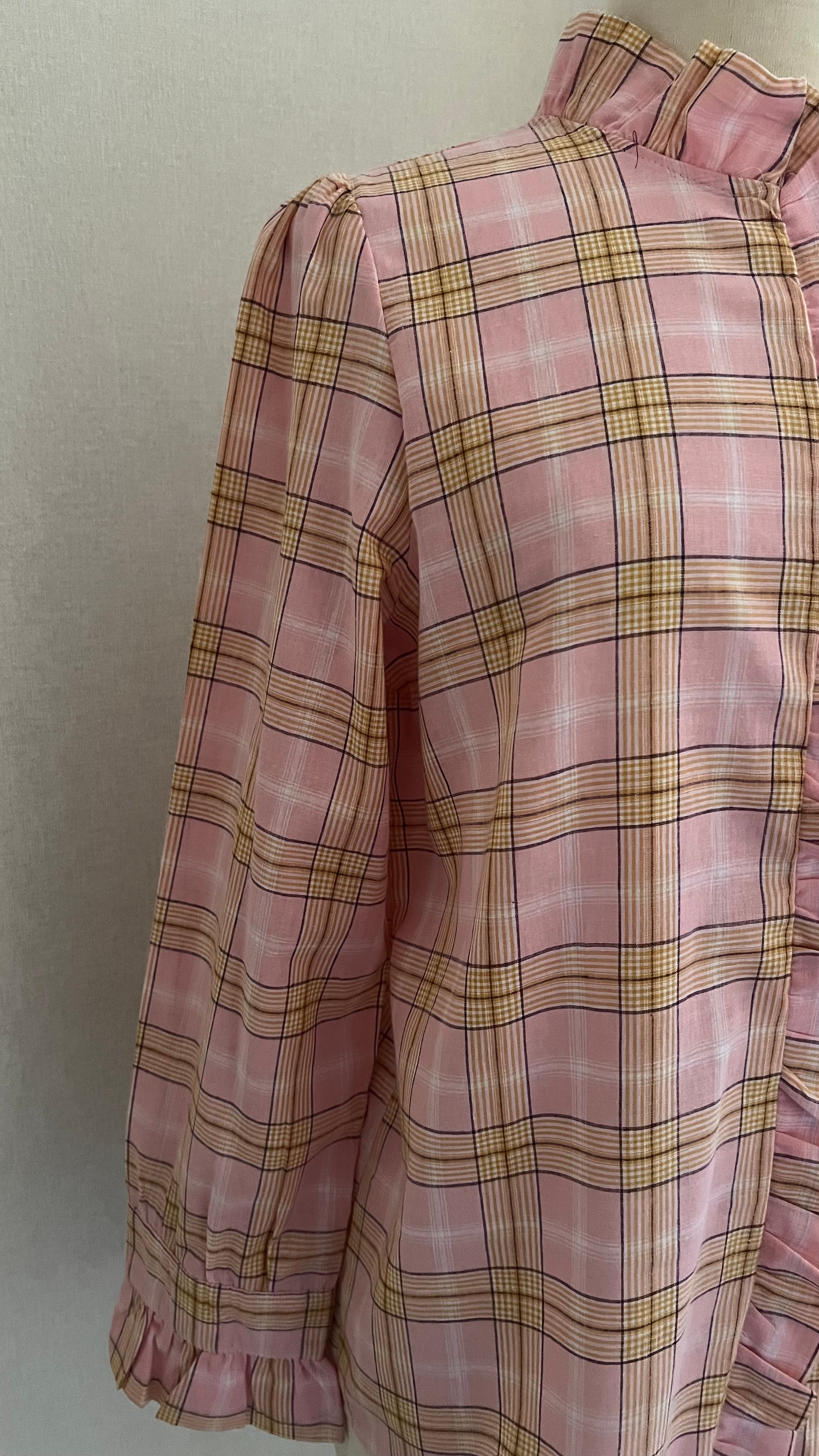 Blouse Louise Season carreaux rose - détail tissu