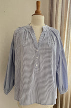 Blouse Clémentine rayée bleu blanc Lili & Lala - vue de face - Coka Collection