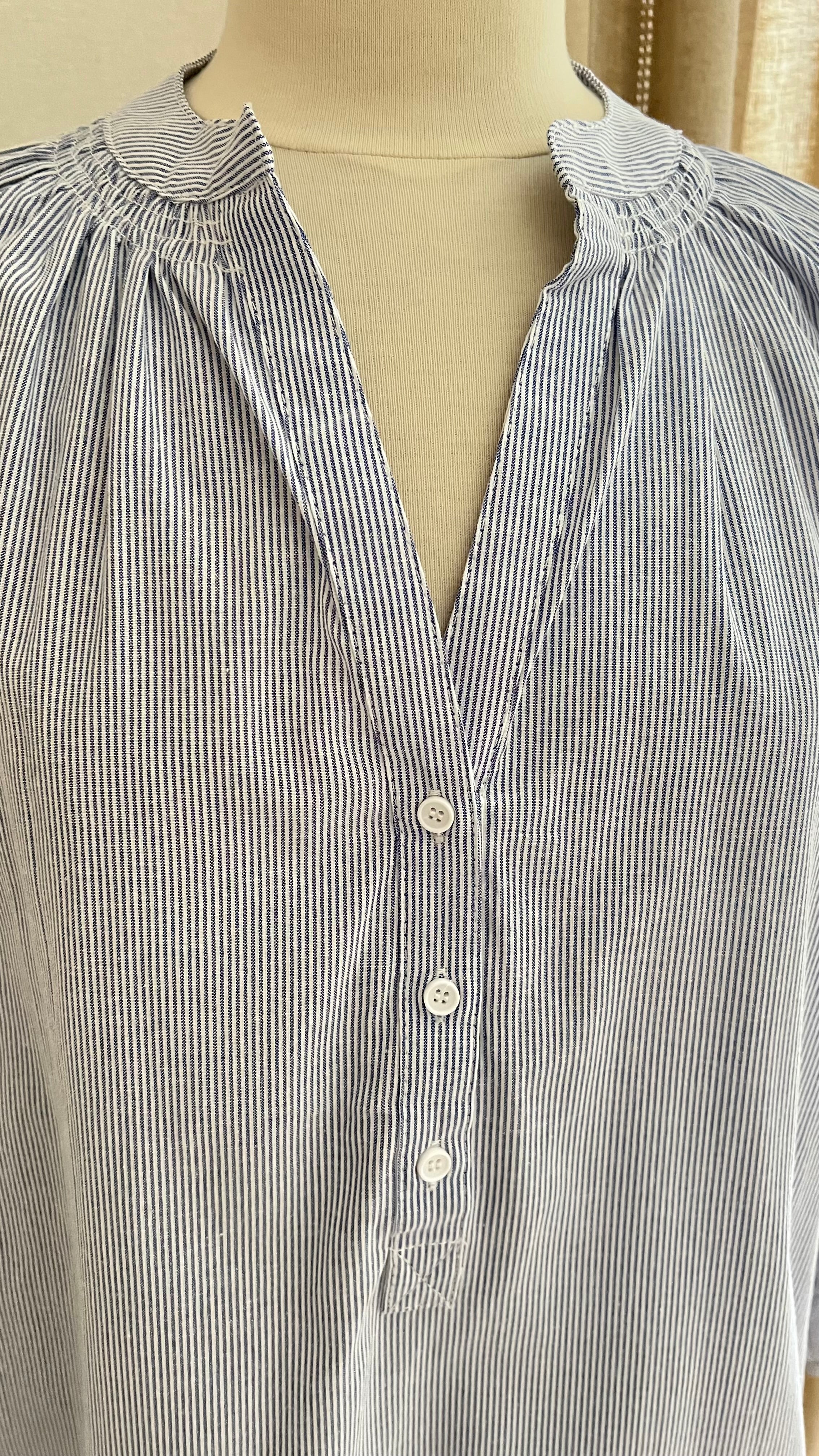Détail col et finitions blouse Clémentine rayée Lili & Lala