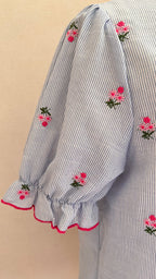 Chemise Justine – détail manche courte bouffante et volant de finition | Coka Collection