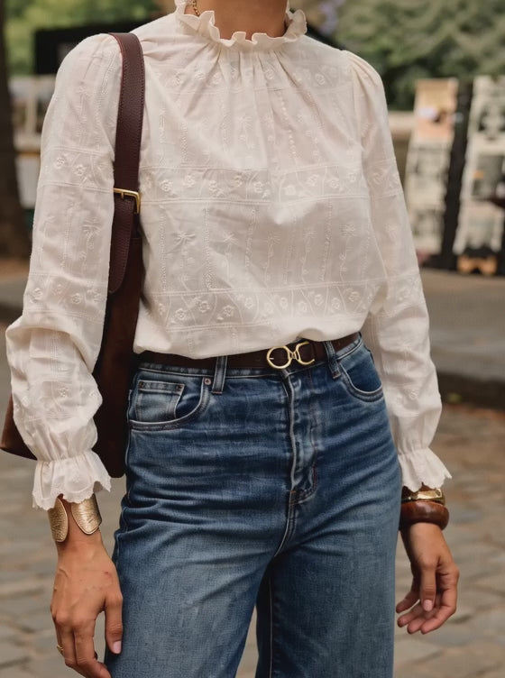 Blouse Noëlie brodée écrue In April 1986